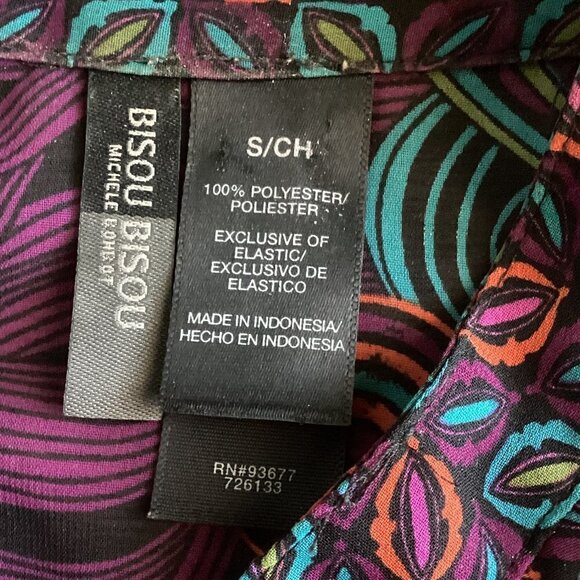 Bisou Bisou Sleeveless Sheer Ruffle V-Neck Smock Waist Top Sz S 70R - Picture 6 of 7